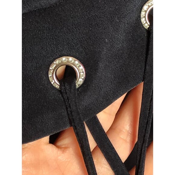 Y2k Vintage BETSEY JOHNSON NY New York Silk Black Short Sleeve Wiggle Dress w/ L - Picture 7 of 10